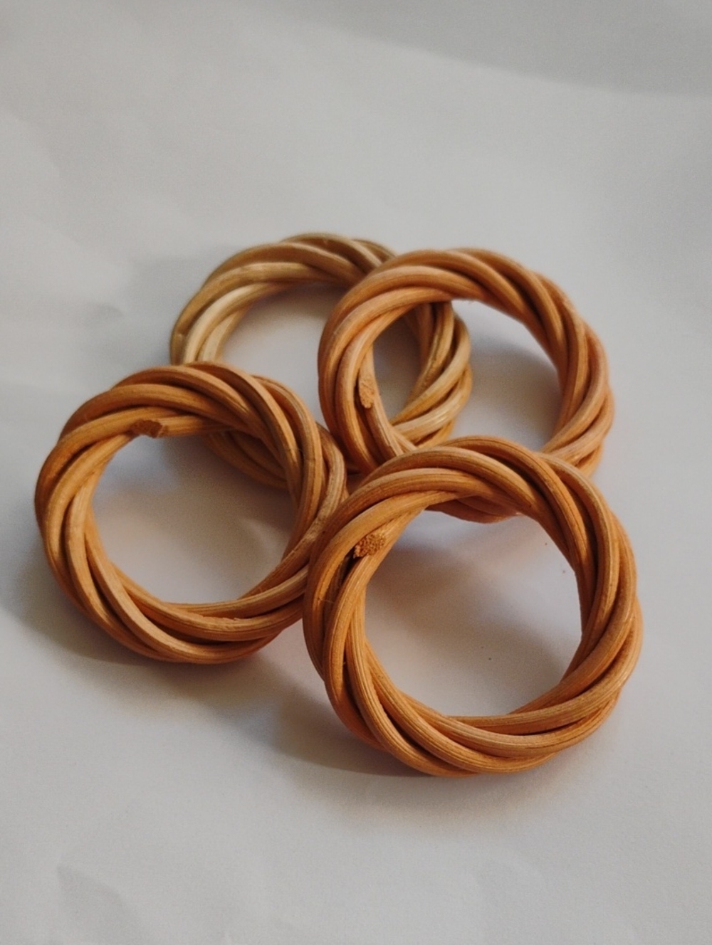 Natural Wooden Twist Napkin Rings - Set of 4
